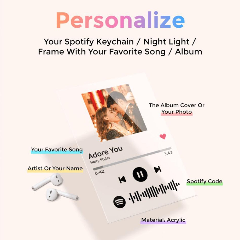 Cute keychain with personalized Photo and Music